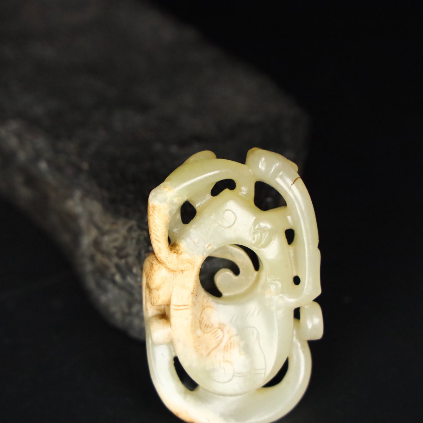 Chinese Natural Jade Carved heart pendant