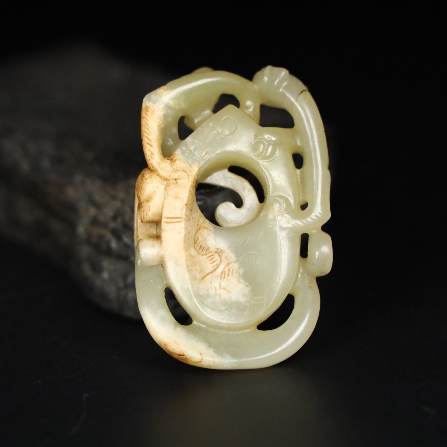 Chinese Natural Jade Carved heart pendant