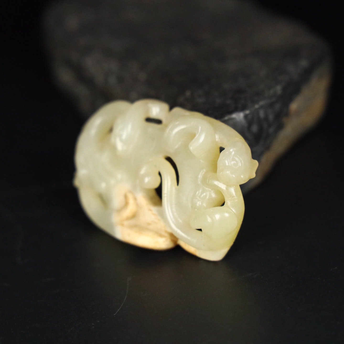 Chinese Natural Jade Carved heart pendant