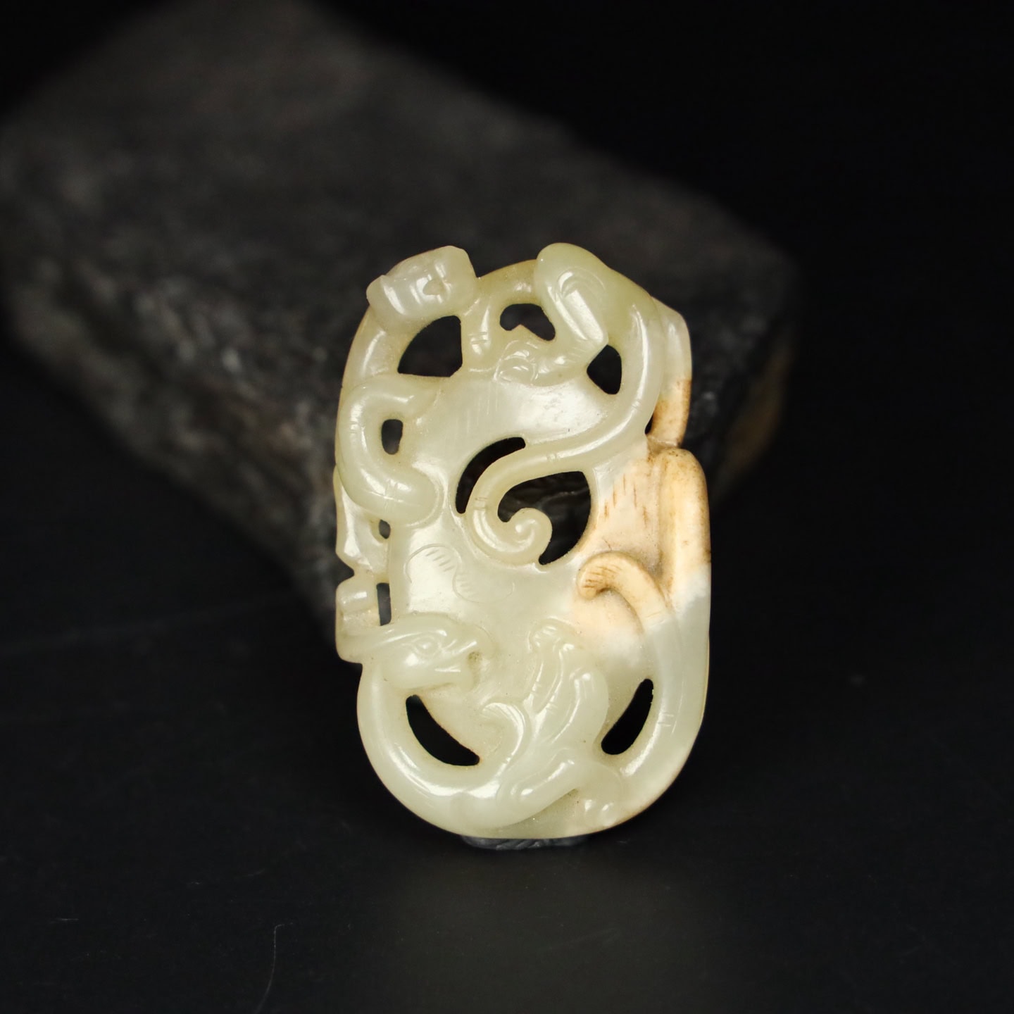 Chinese Natural Jade Carved heart pendant