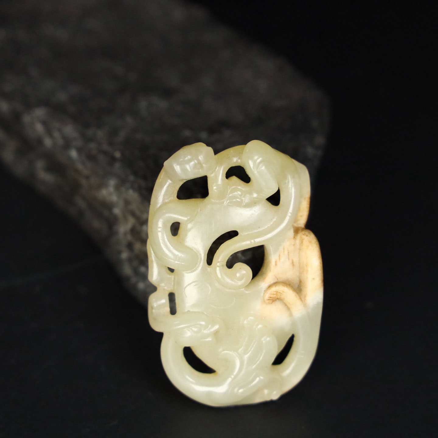 Chinese Natural Jade Carved heart pendant