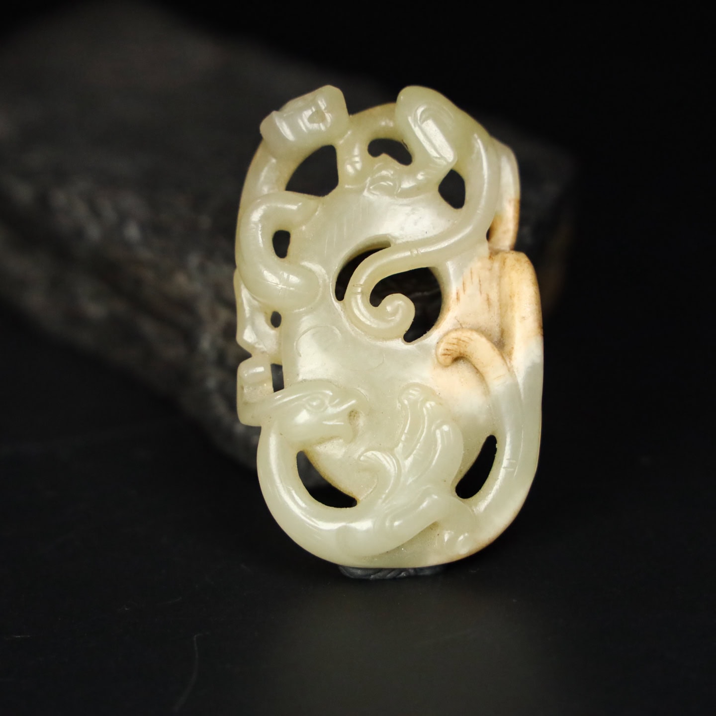 Chinese Natural Jade Carved heart pendant
