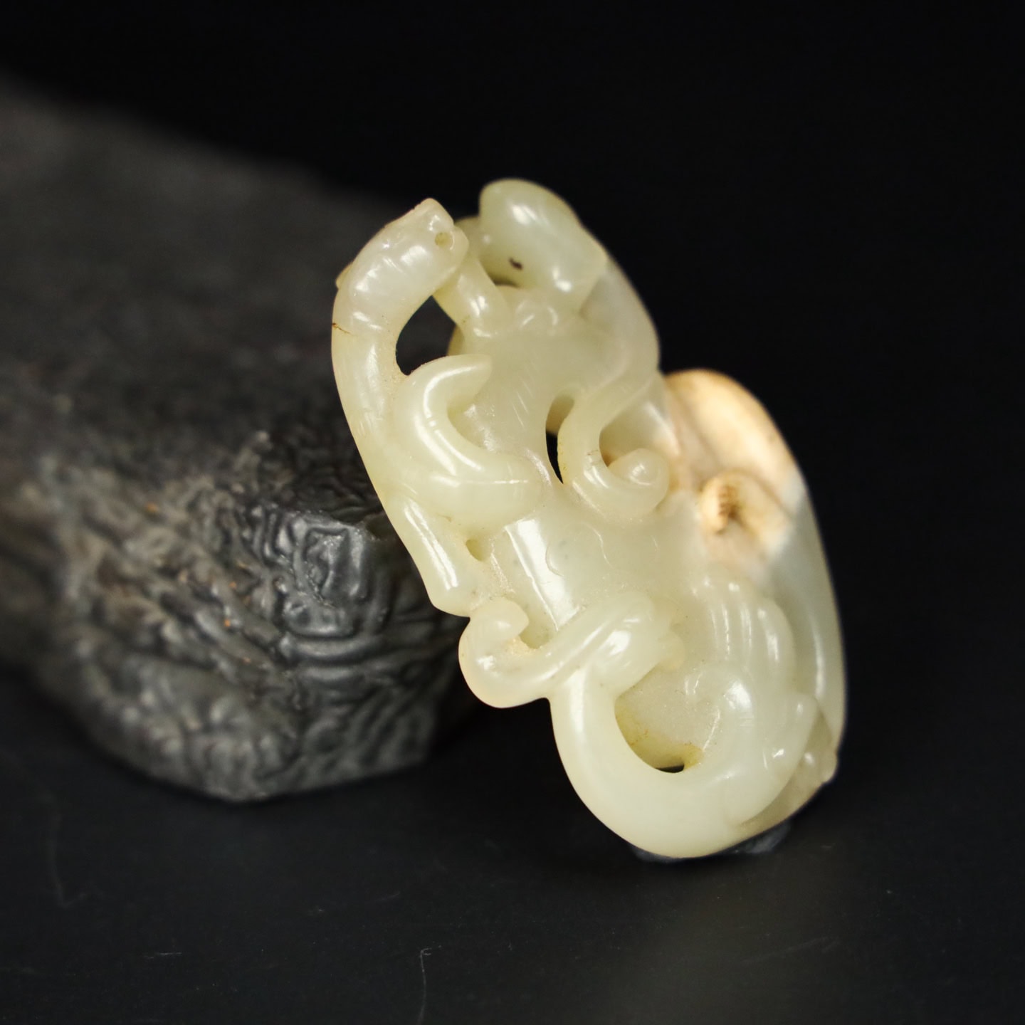 Chinese Natural Jade Carved heart pendant