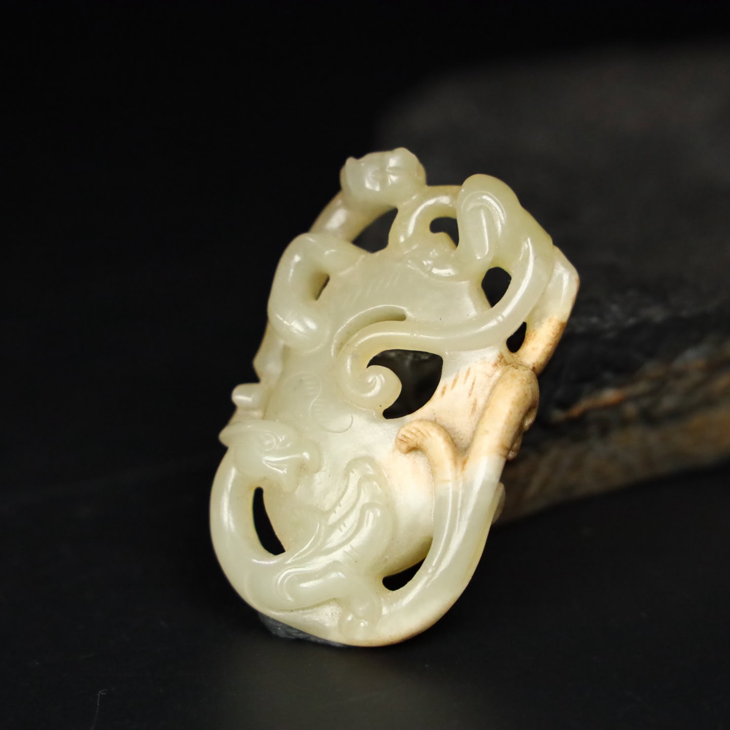 Chinese Natural Jade Carved heart pendant