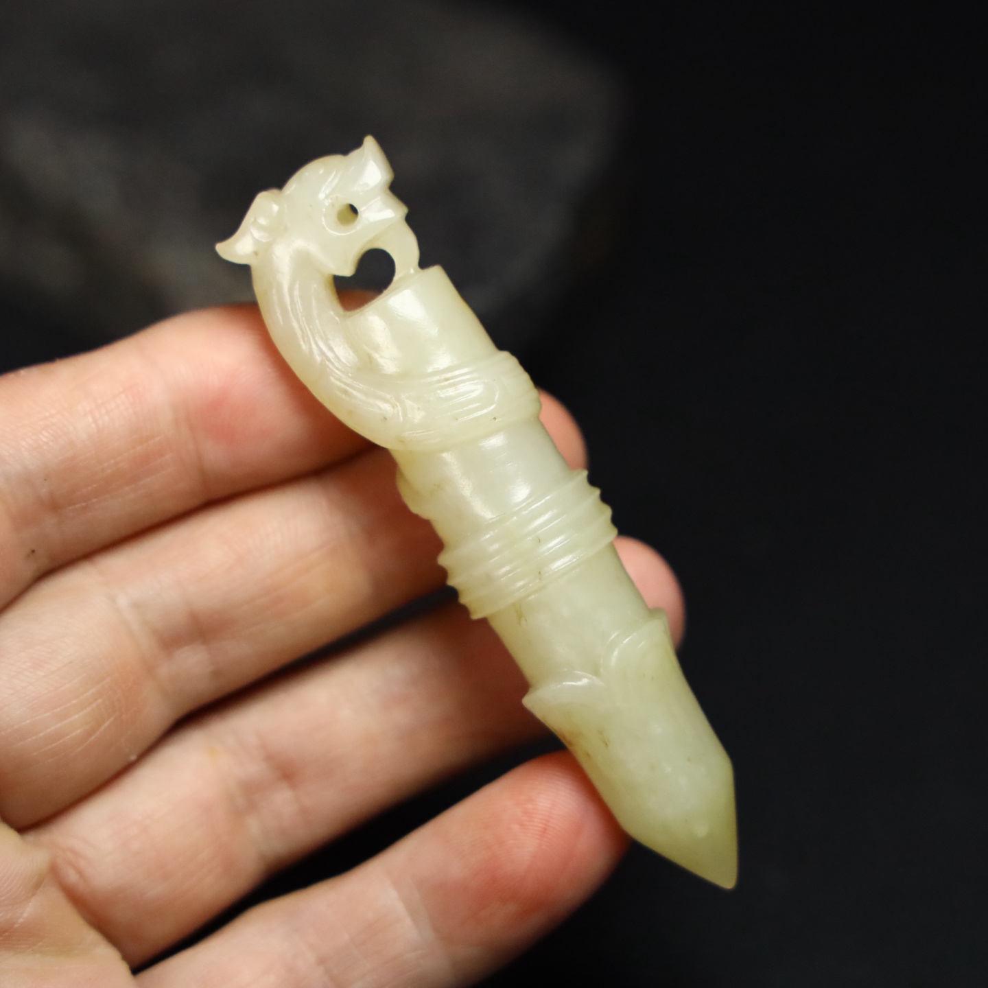 Chinese Natural Jade Carved Dragon Pendant