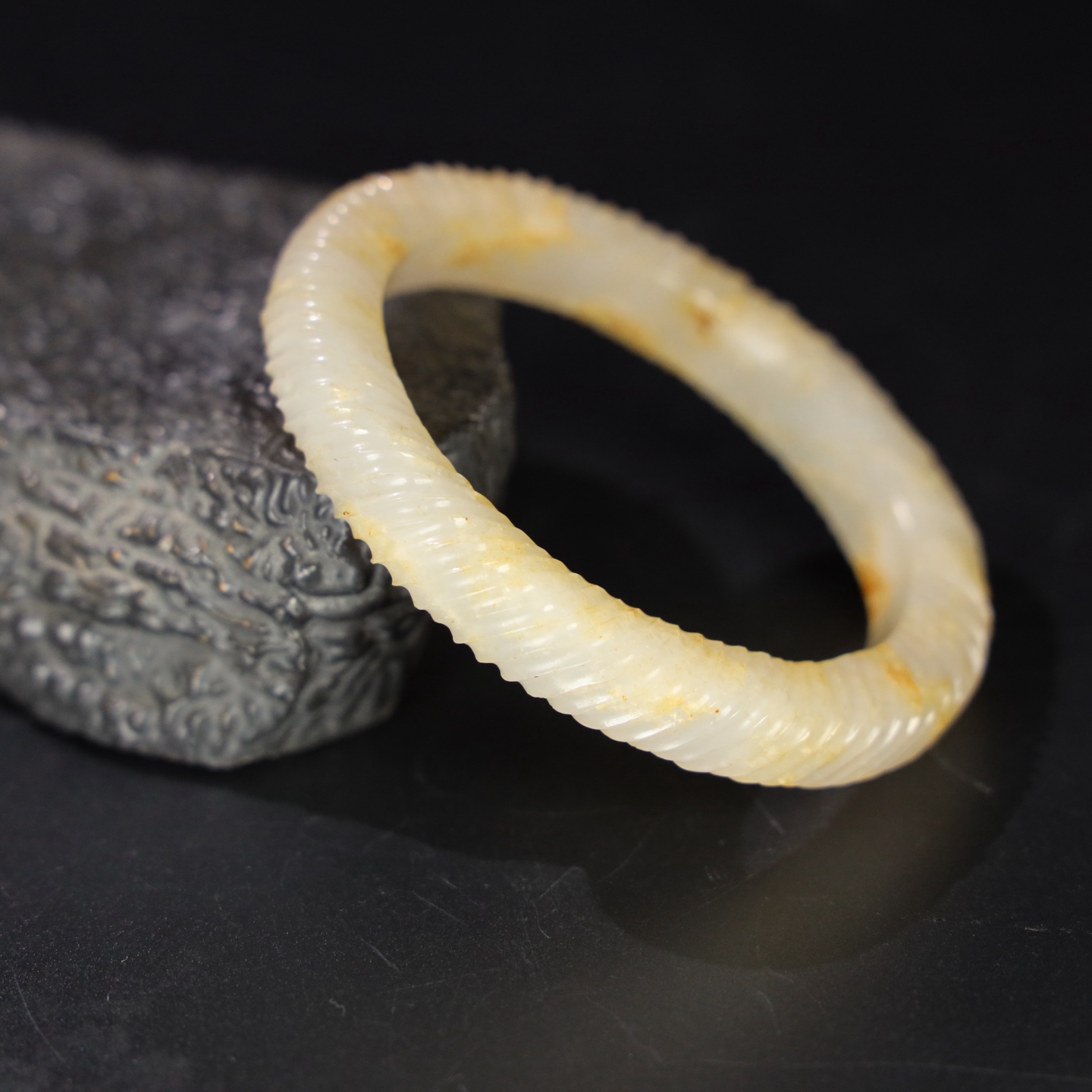 Chinese Natural Jade Carved Bracelet