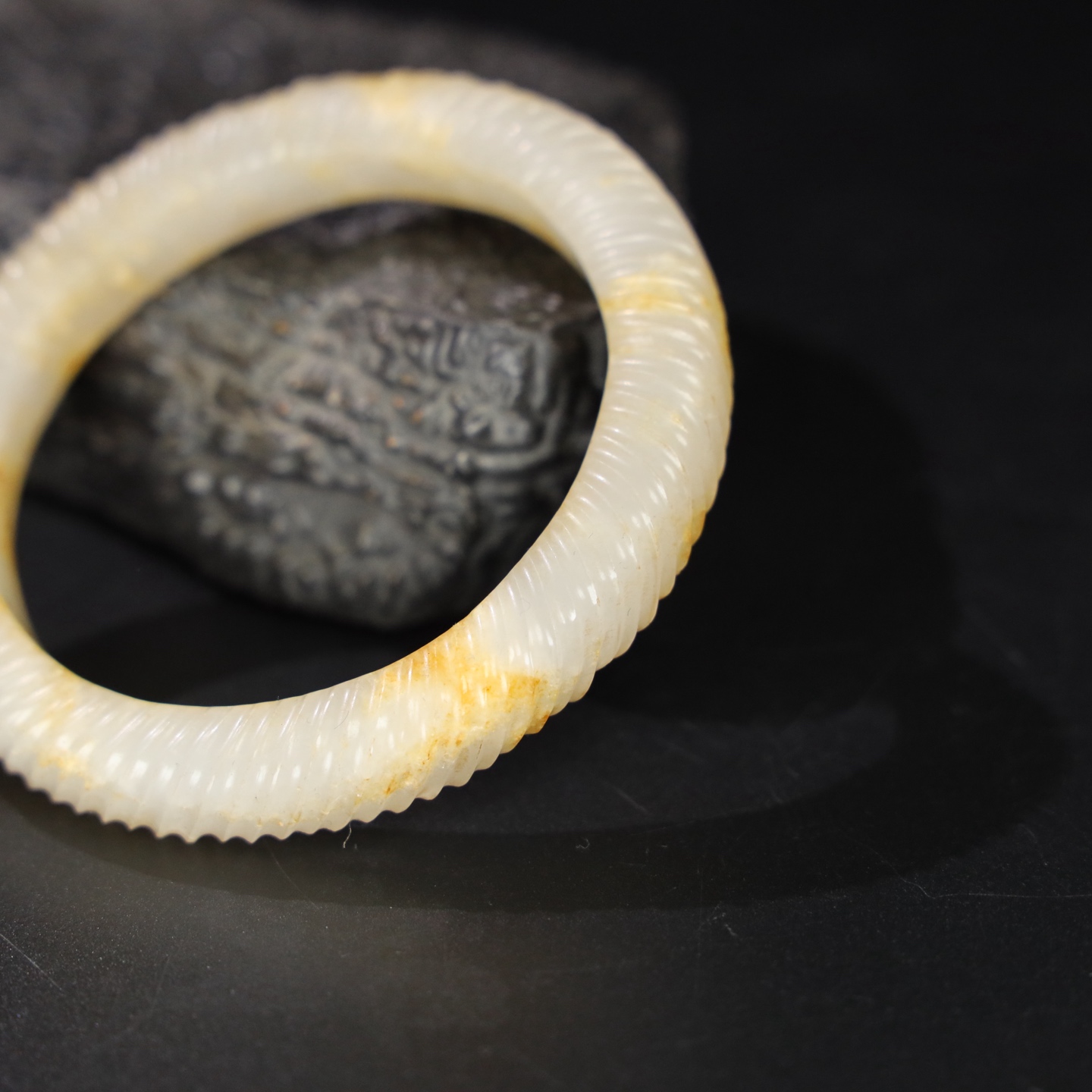 Chinese Natural Jade Carved Bracelet