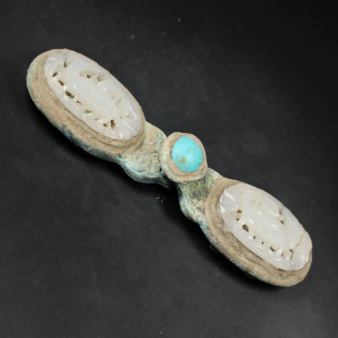 Chinese Natural Jade Carved belt buckle