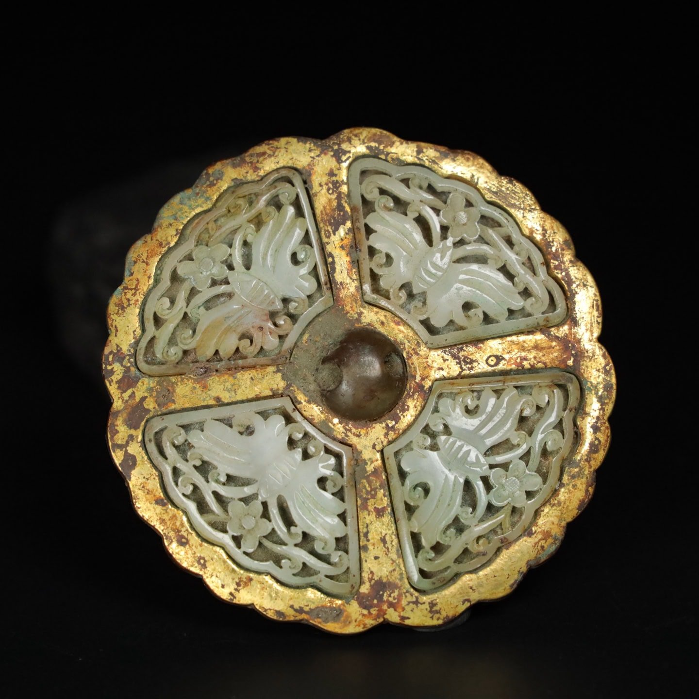 Chinese Natural Jade Carved mirror
