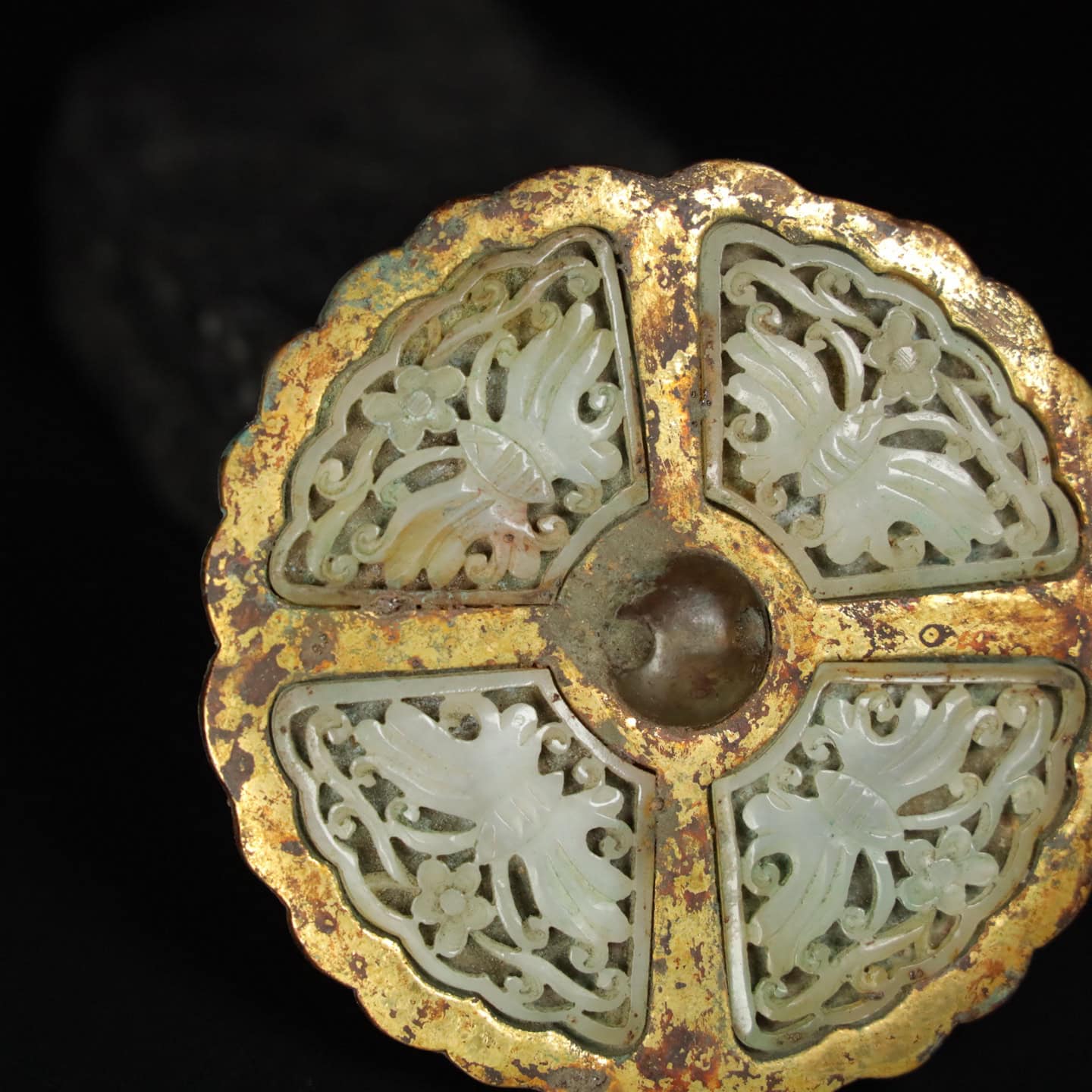 Chinese Natural Jade Carved mirror