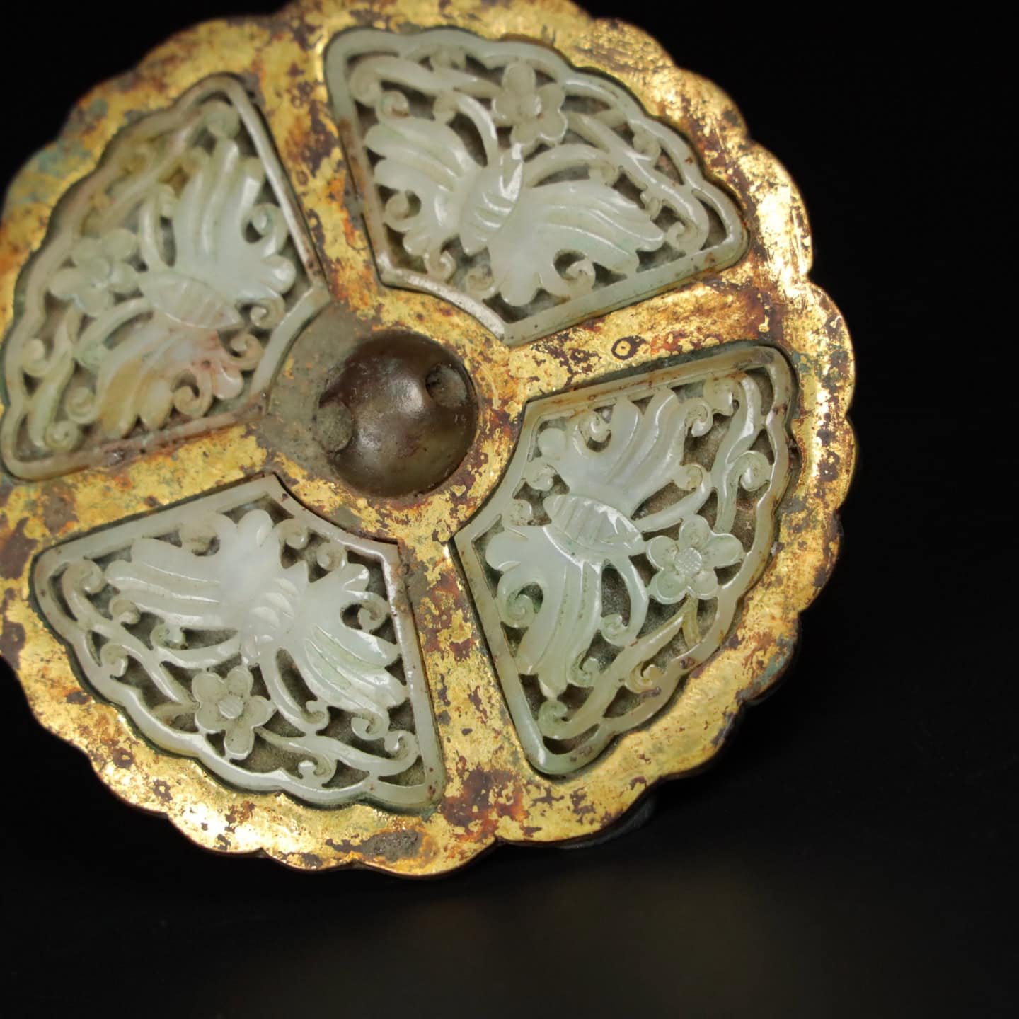 Chinese Natural Jade Carved mirror