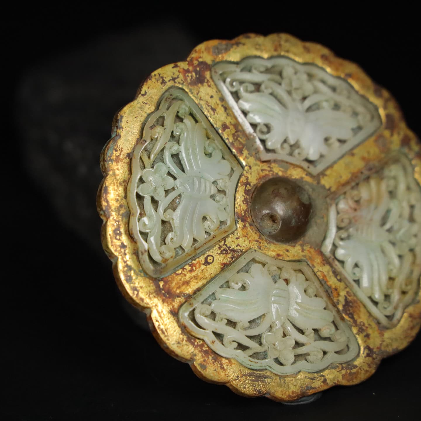 Chinese Natural Jade Carved mirror