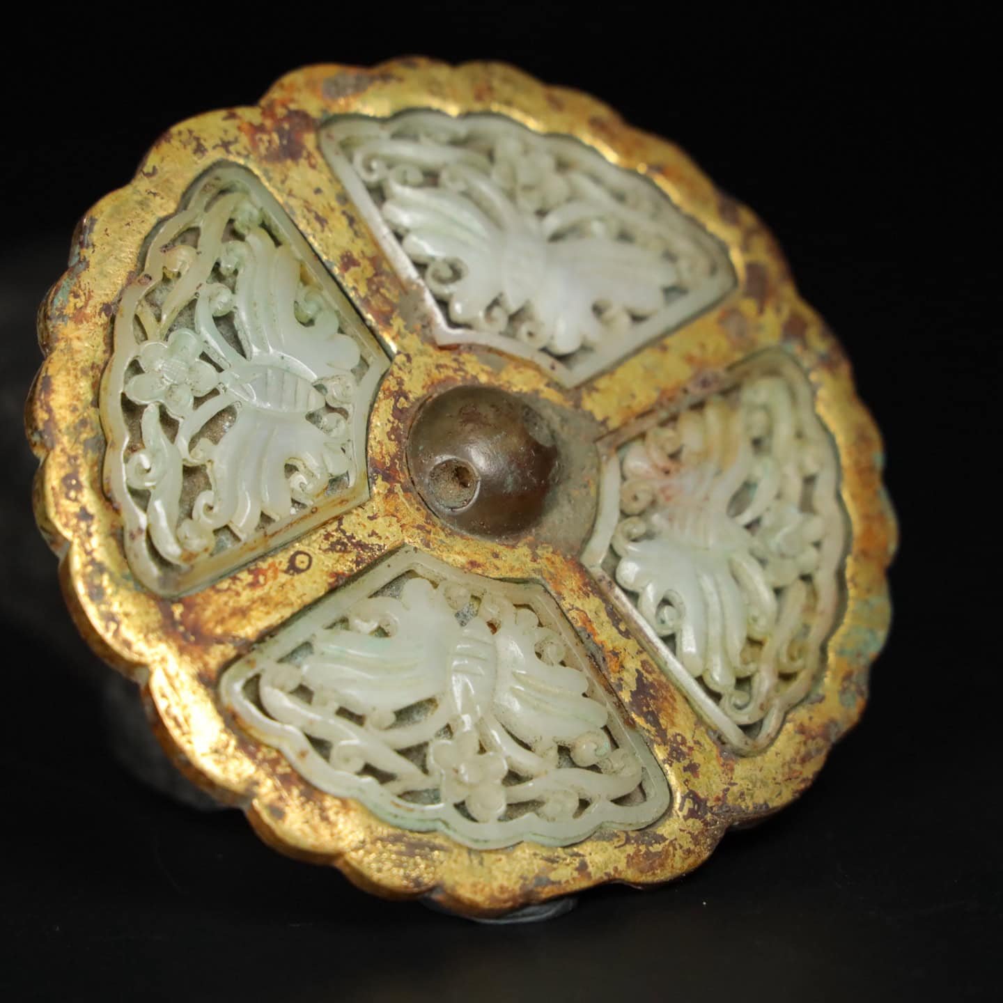 Chinese Natural Jade Carved mirror
