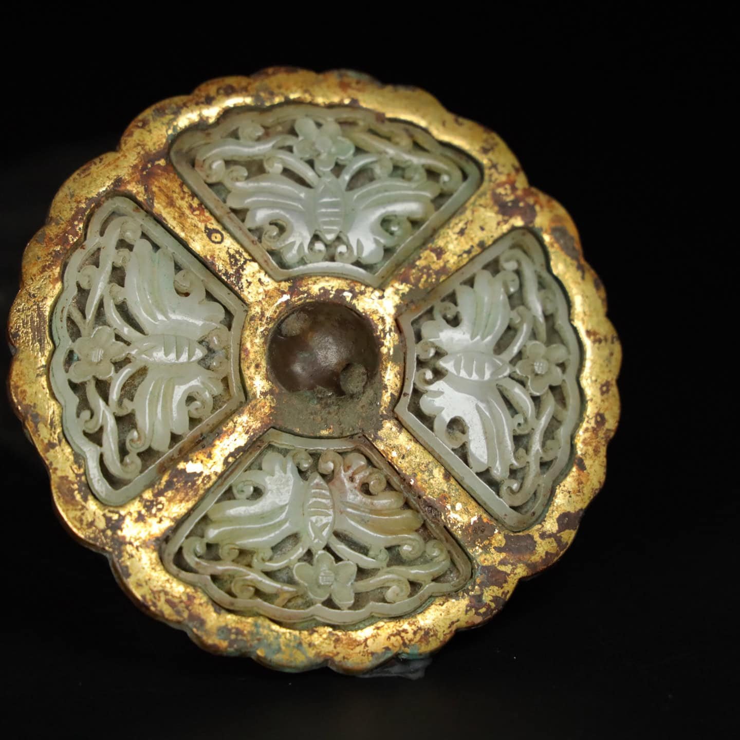 Chinese Natural Jade Carved mirror