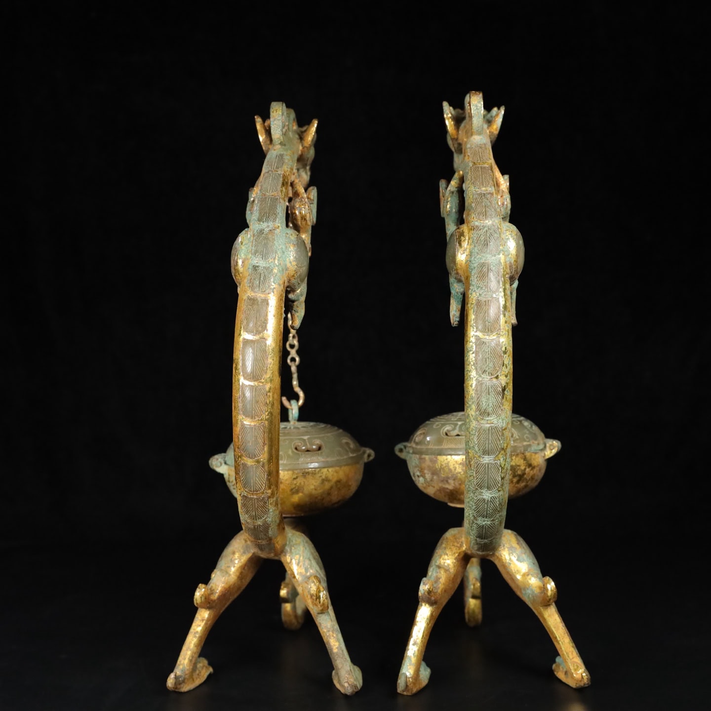 Chinese Natural Jade Carved incense burner