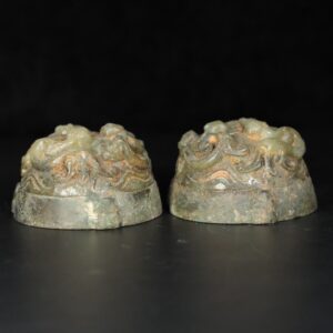 Chinese Natural Jade Carved Copper Clad
