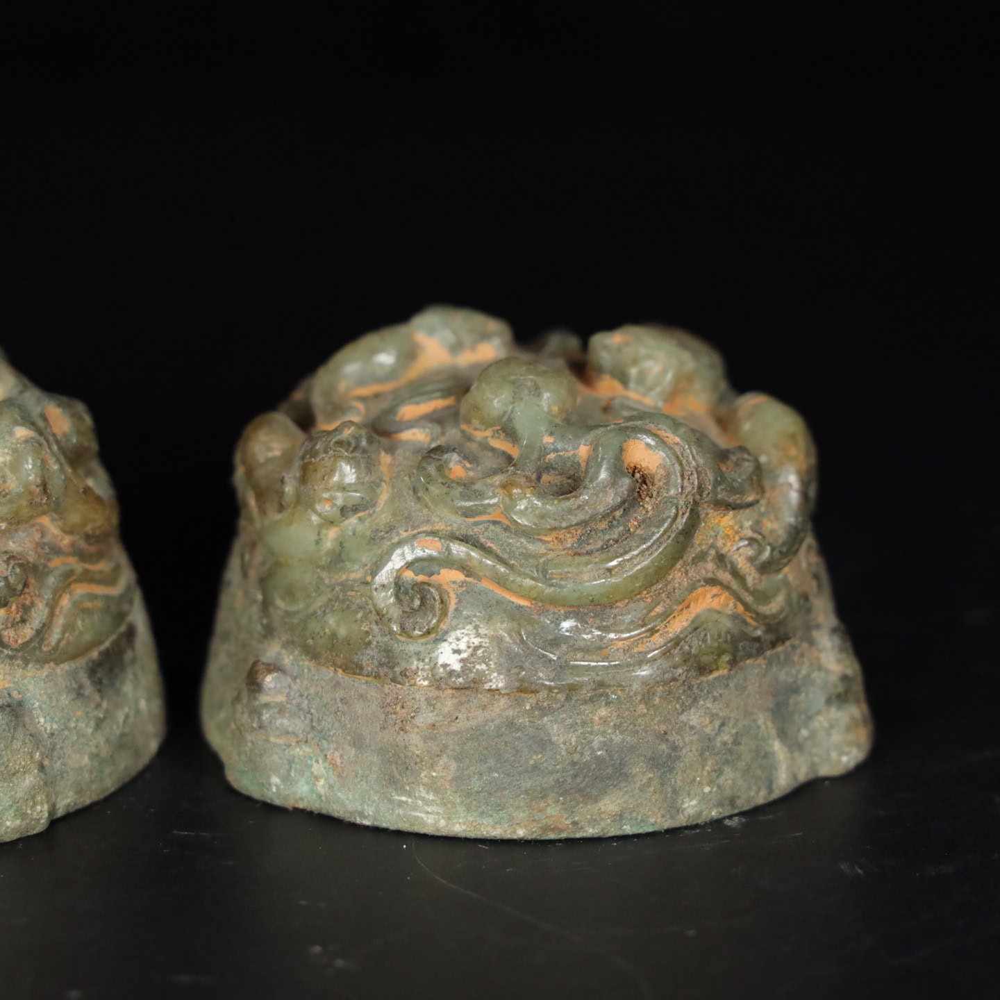 Chinese Natural Jade Carved Copper Clad