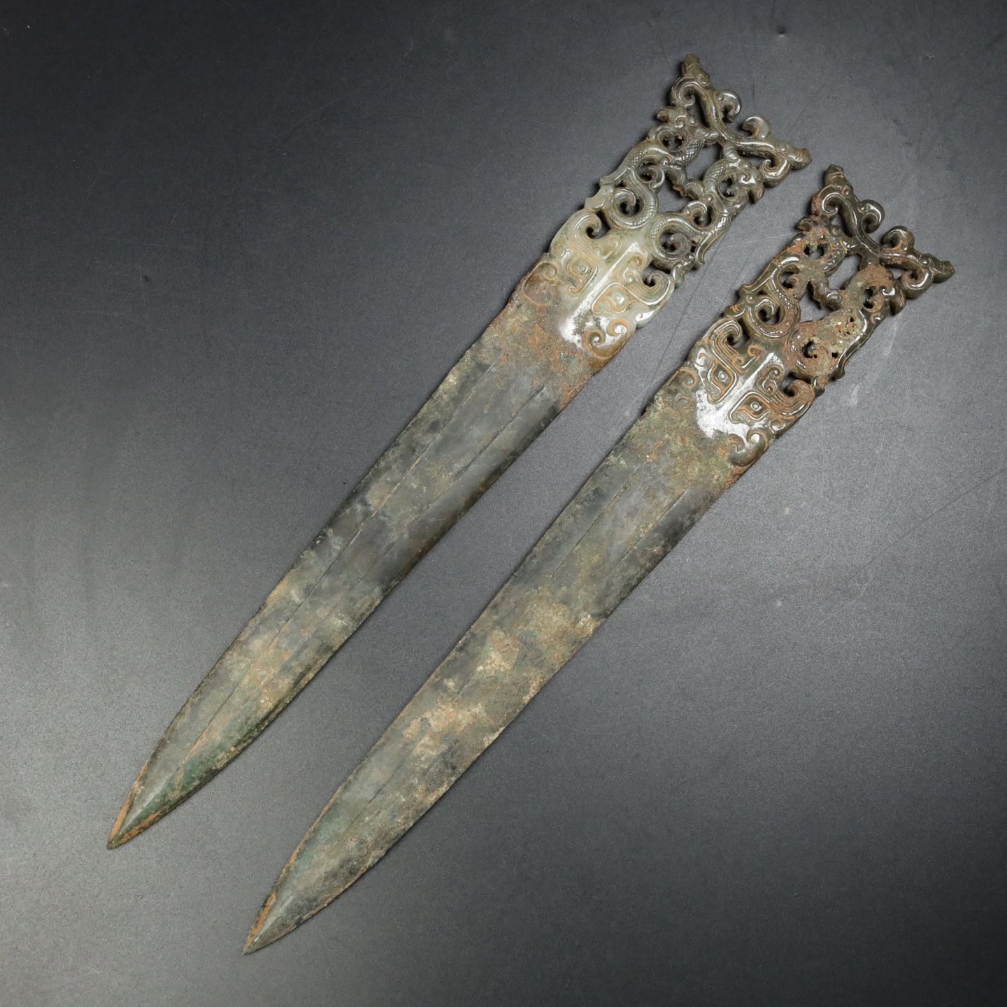 Chinese Natural Jade Carved weapons