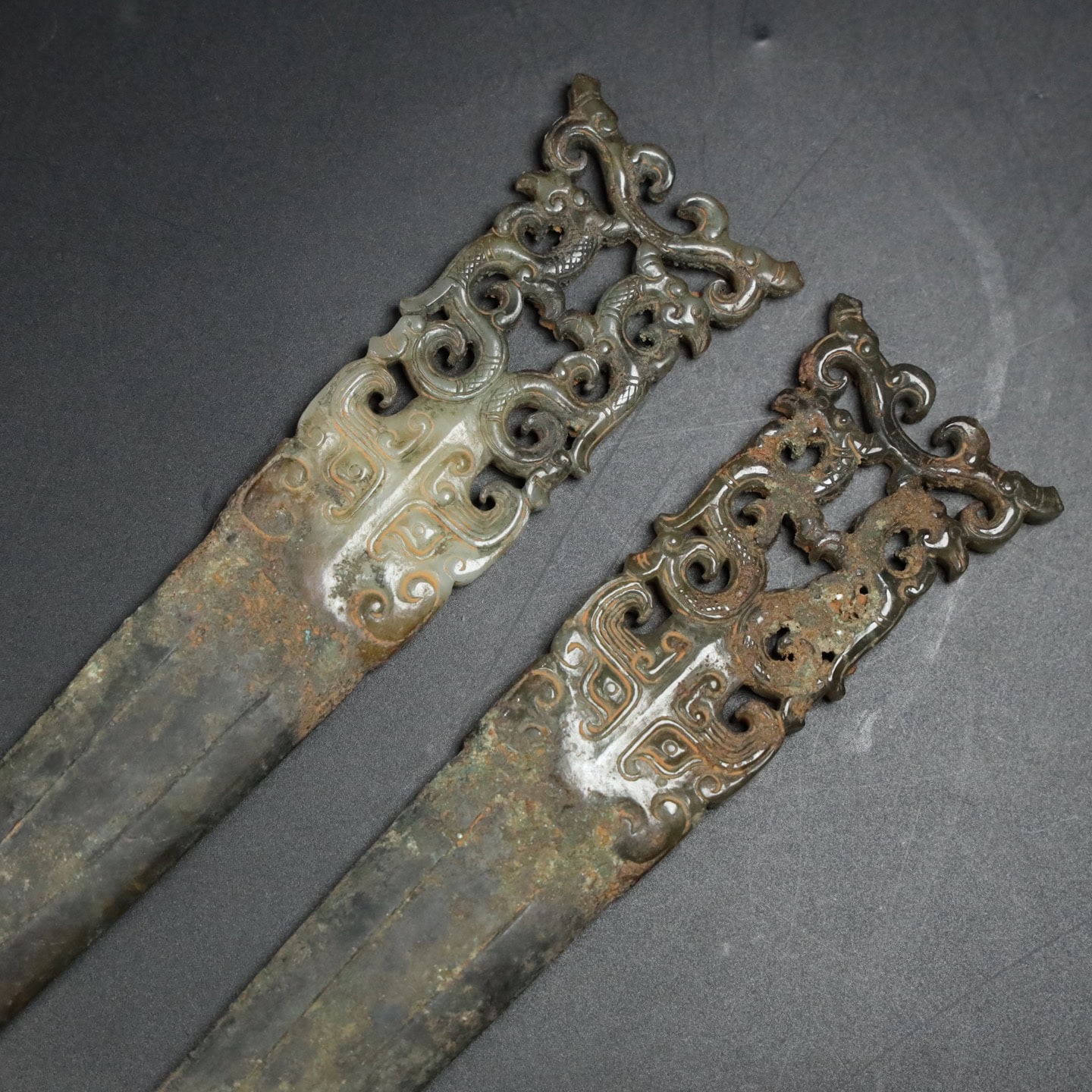 Chinese Natural Jade Carved weapons