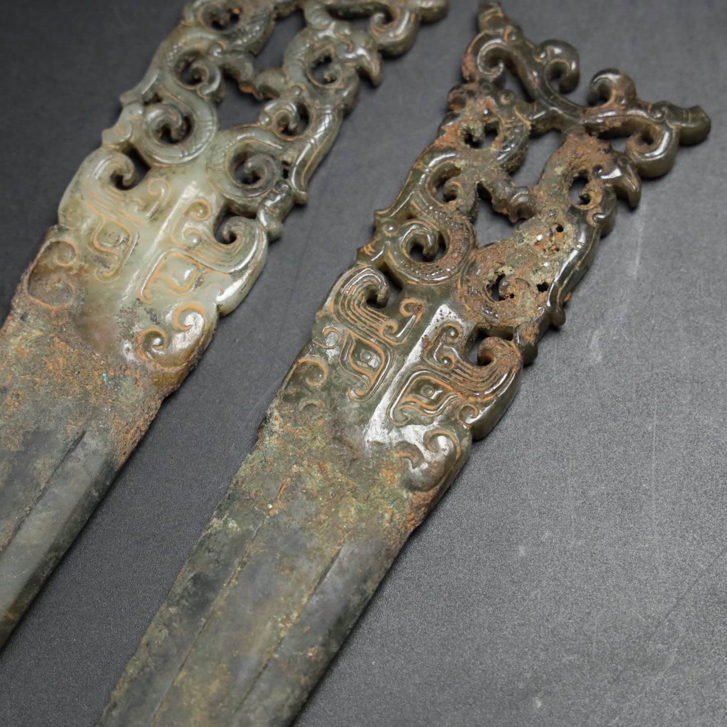 Chinese Natural Jade Carved weapons