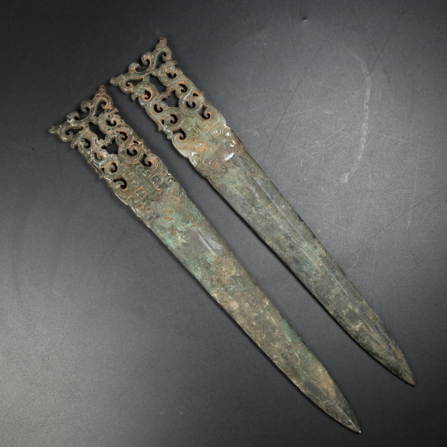 Chinese Natural Jade Carved weapons