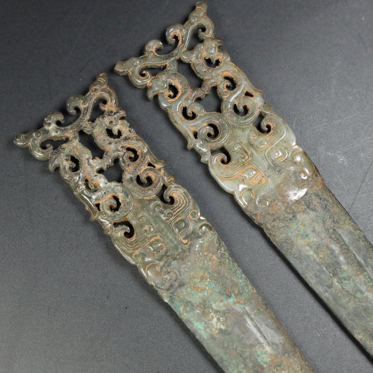 Chinese Natural Jade Carved weapons
