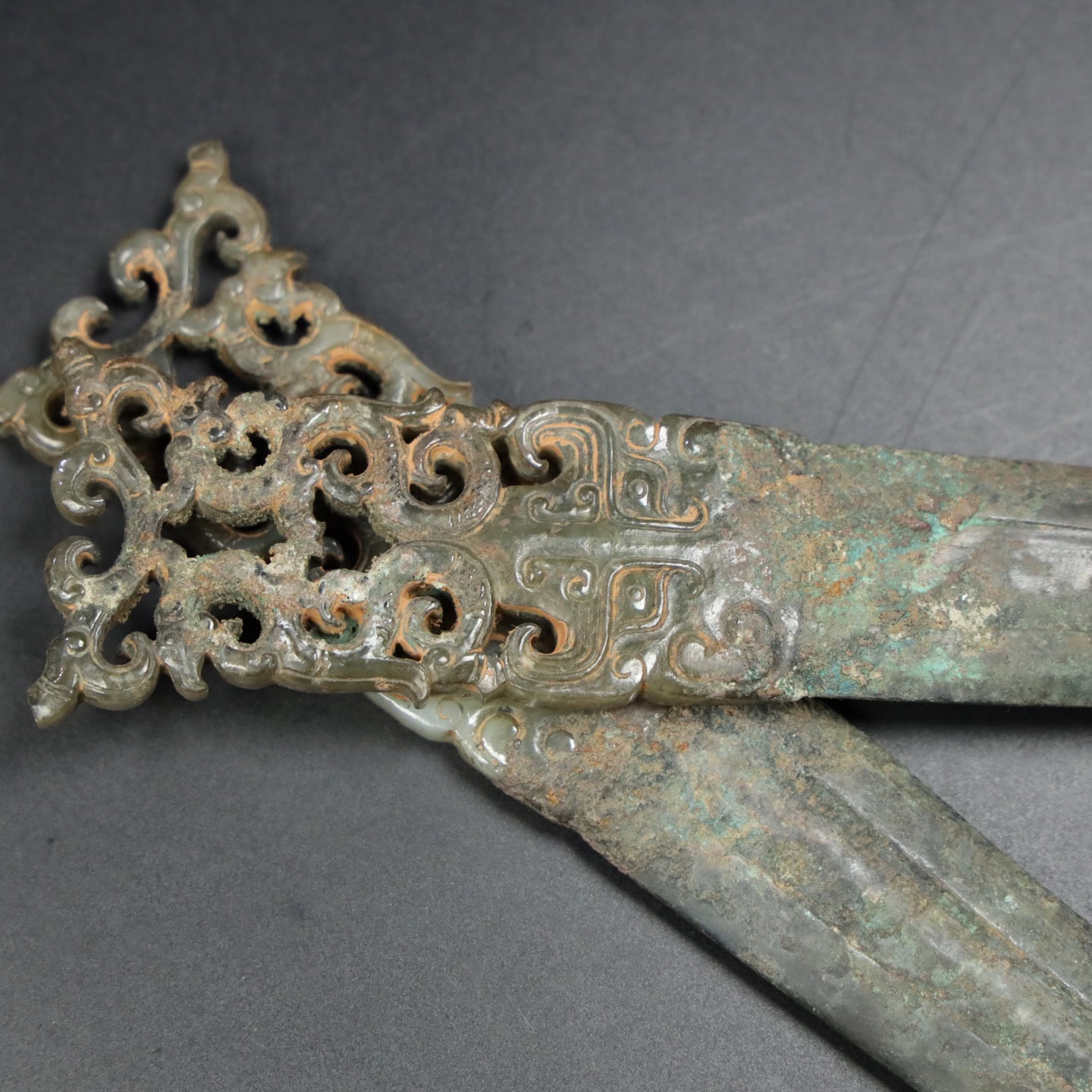 Chinese Natural Jade Carved weapons