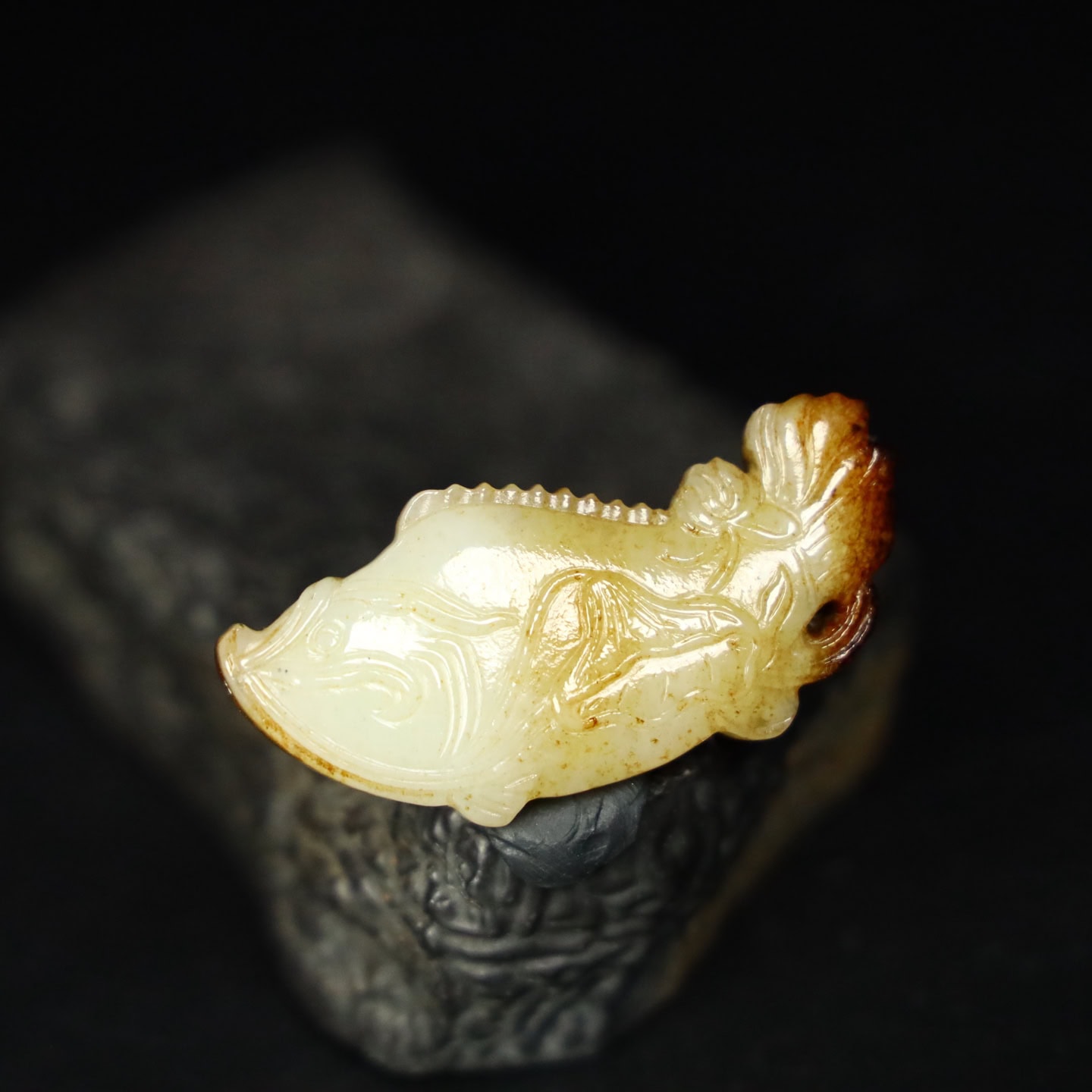 Chinese Natural Jade Carved Fish