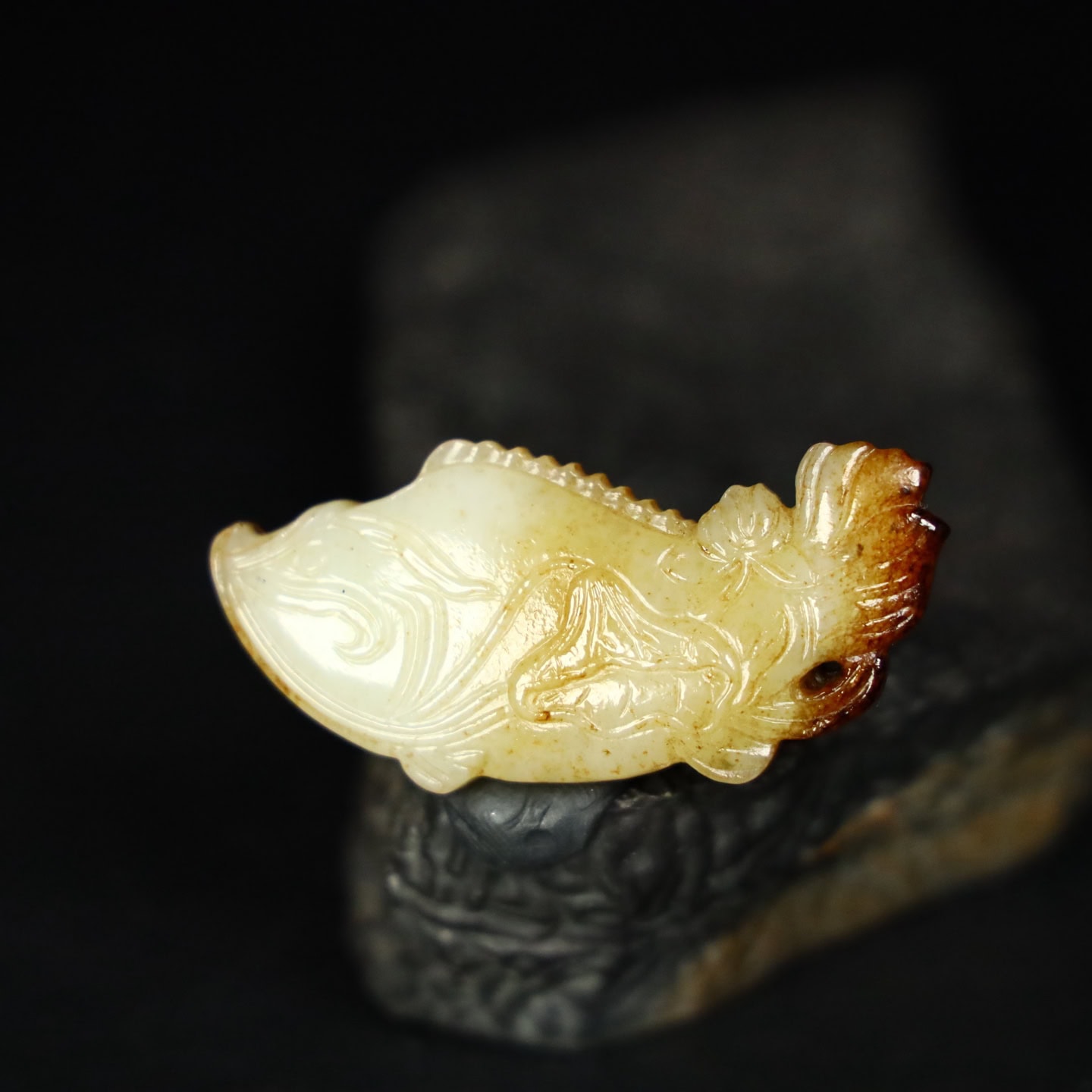 Chinese Natural Jade Carved Fish