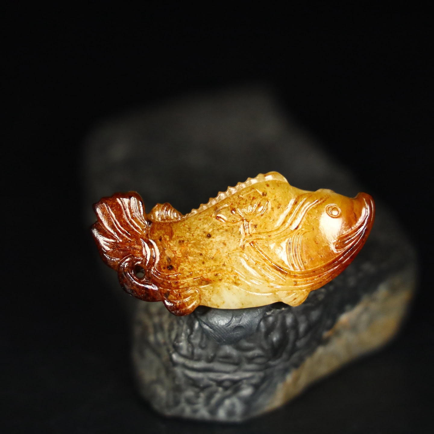Chinese Natural Jade Carved Fish