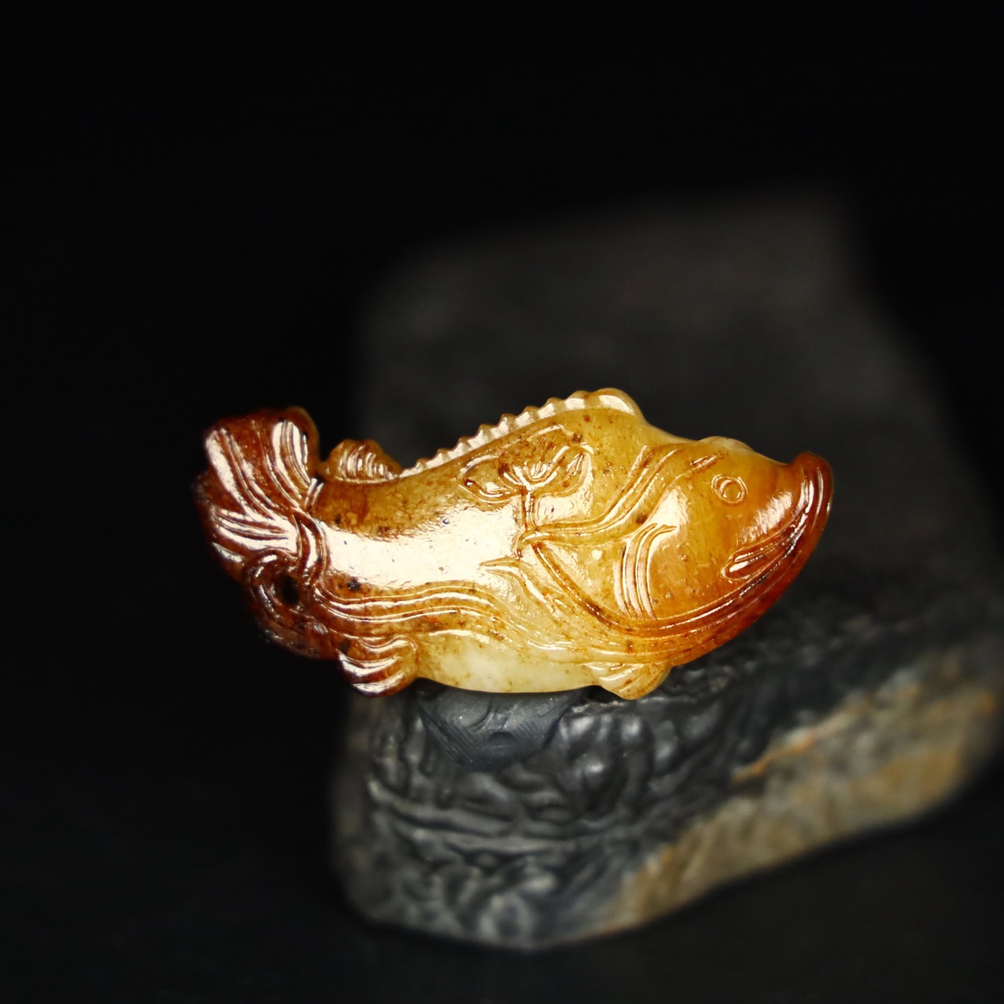 Chinese Natural Jade Carved Fish