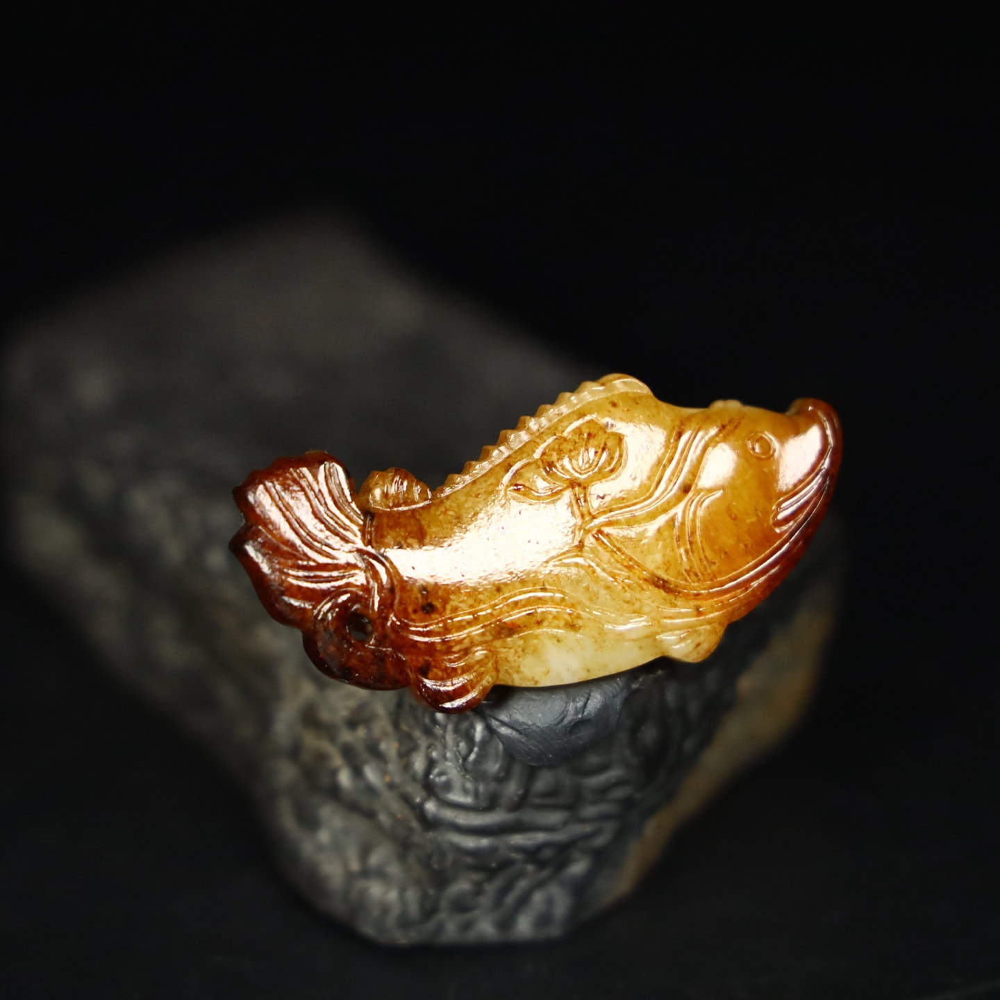 Chinese Natural Jade Carved Fish