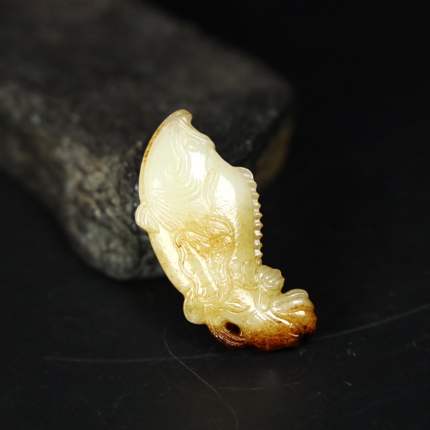 Chinese Natural Jade Carved Fish