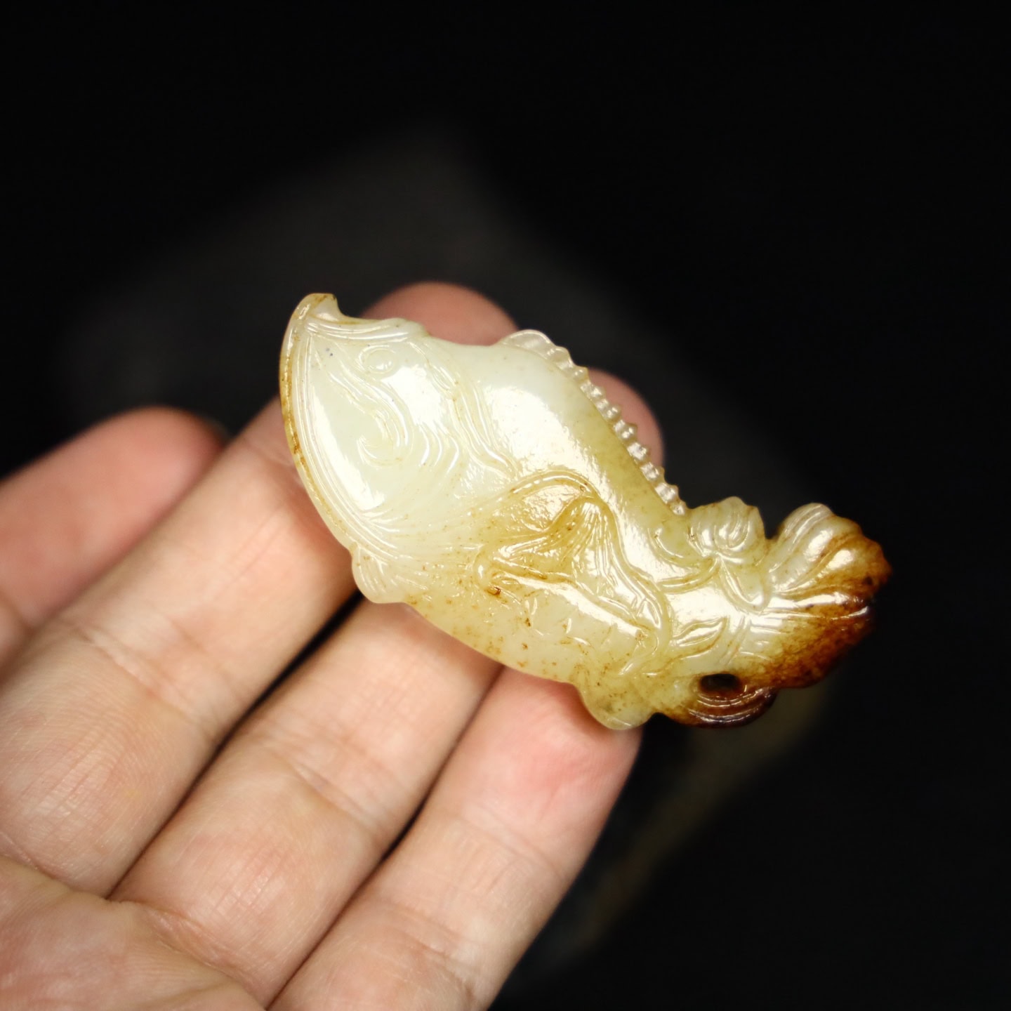 Chinese Natural Jade Carved Fish