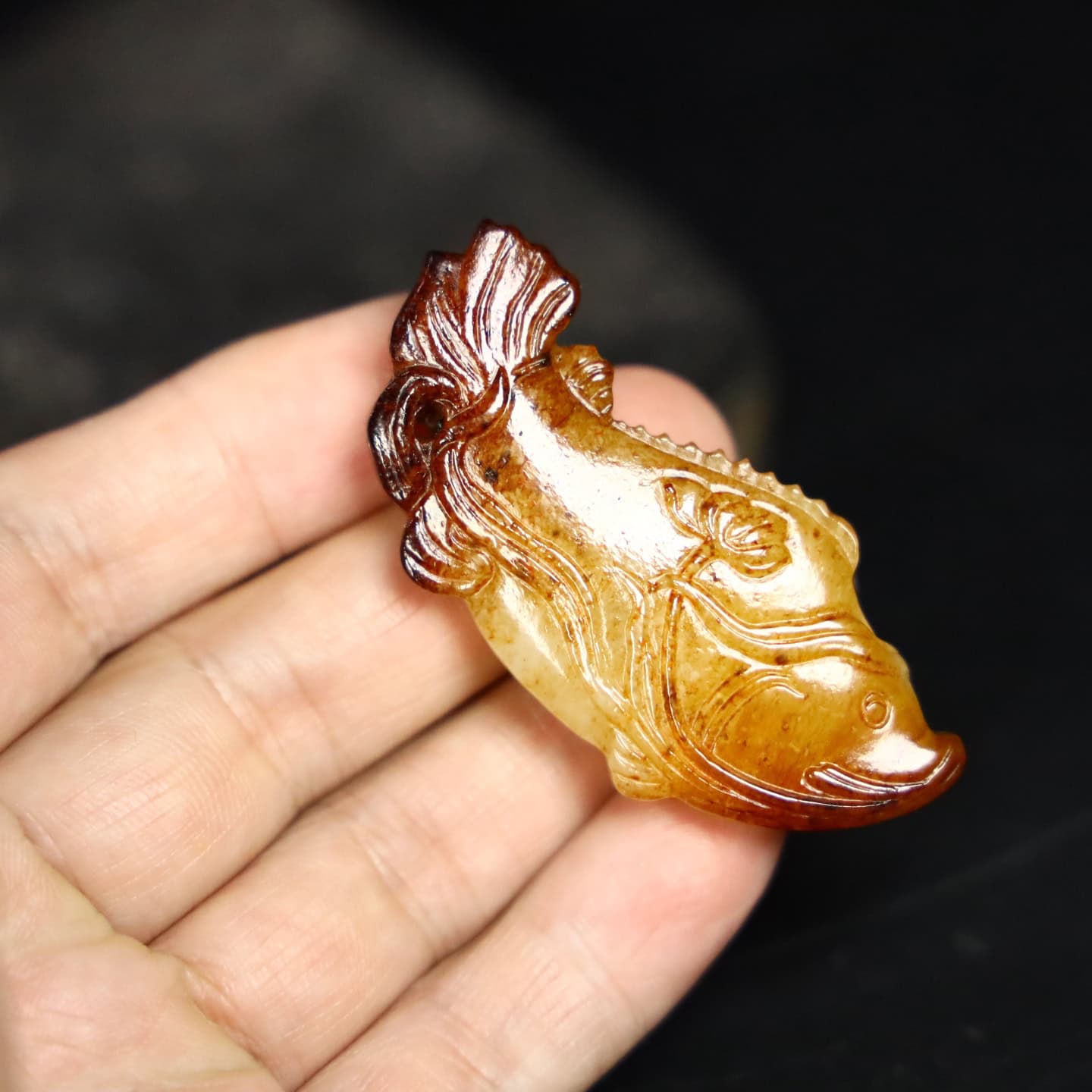 Chinese Natural Jade Carved Fish