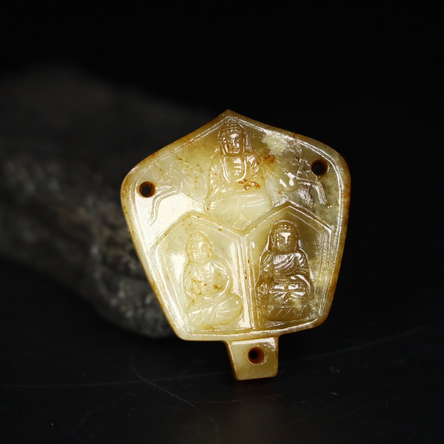 Chinese Natural Jade Carved Buddha amulets