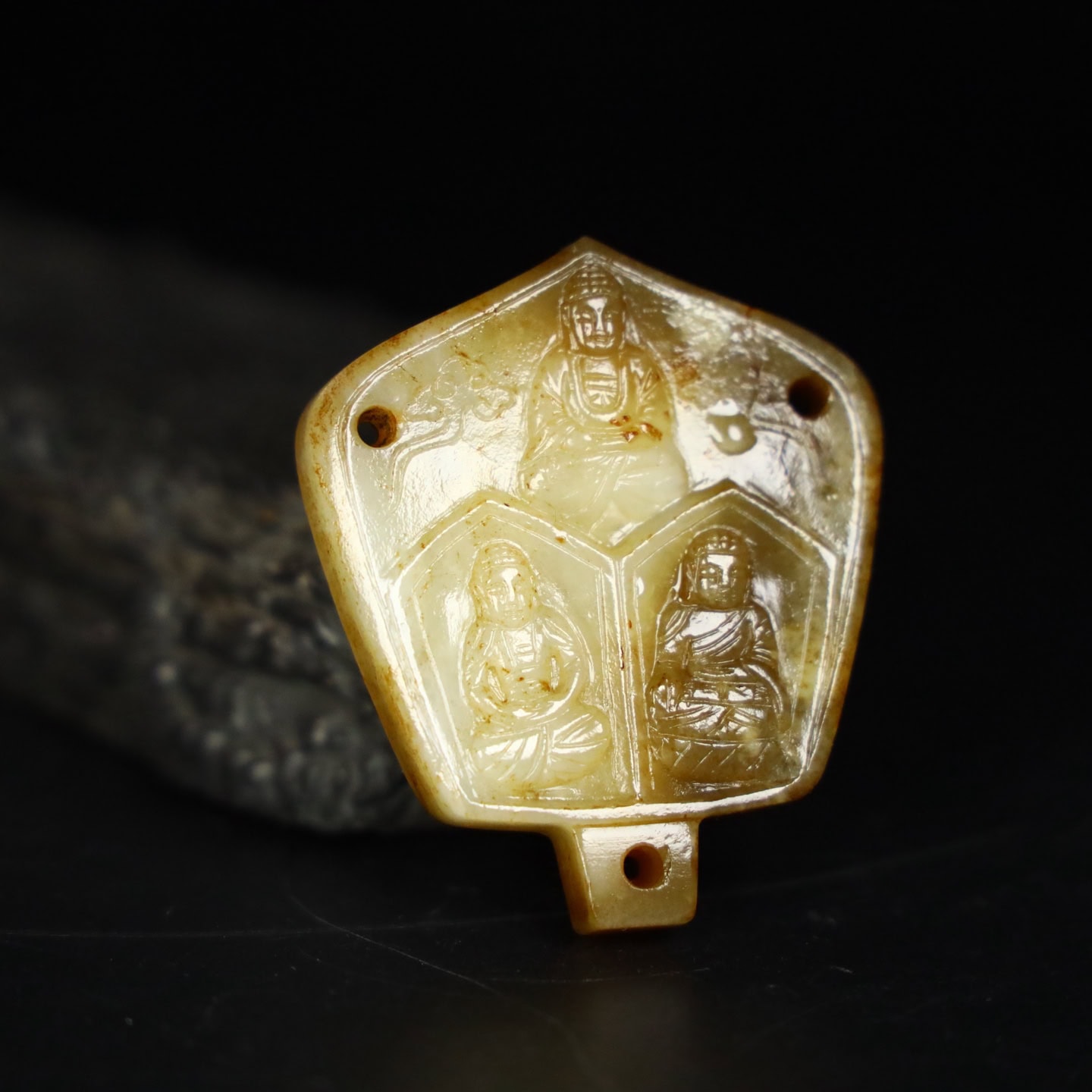Chinese Natural Jade Carved Buddha amulets
