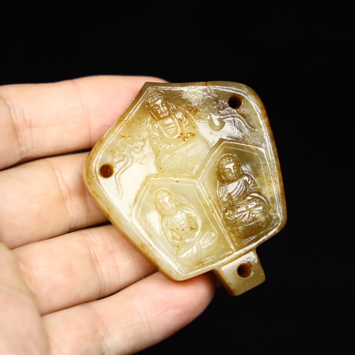 Chinese Natural Jade Carved Buddha amulets