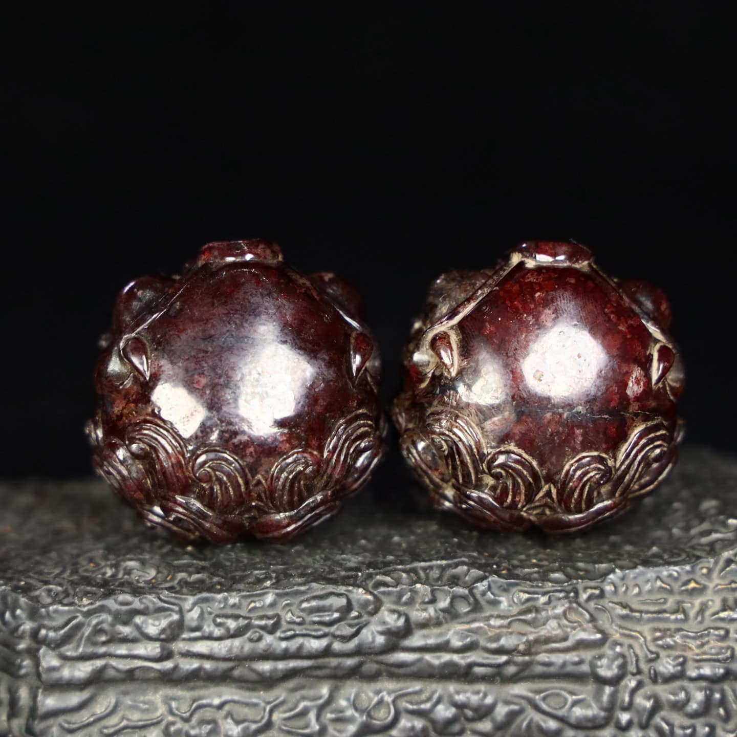 Chinese Natural Jade Carved handballs