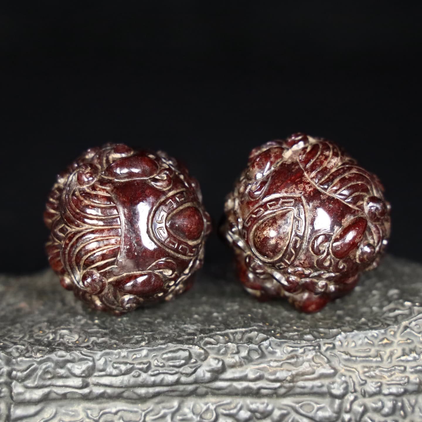 Chinese Natural Jade Carved handballs