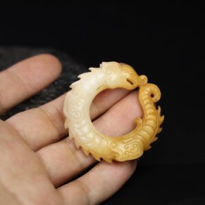 Chinese Natural Jade Carved Dragon Pendant