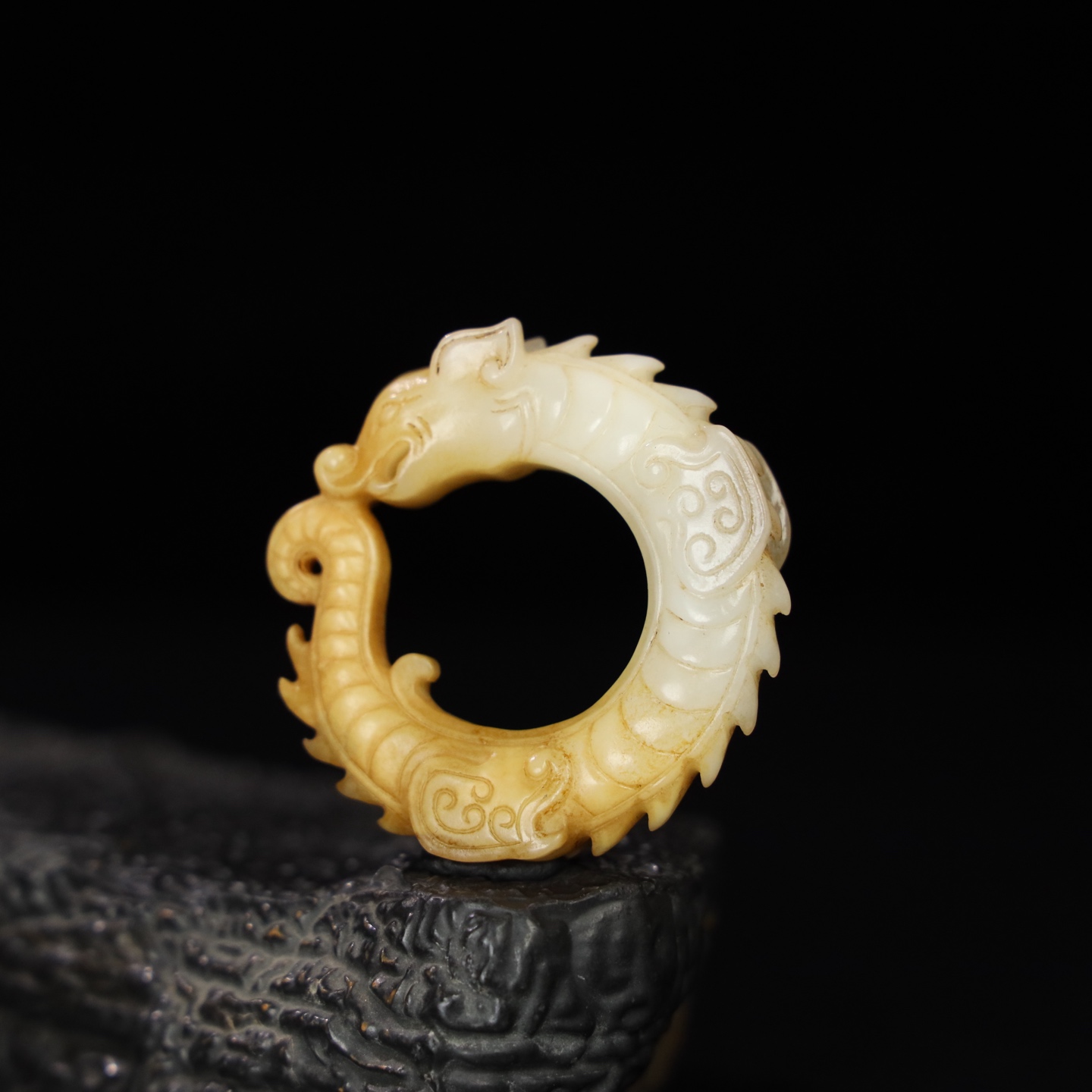 Chinese Natural Jade Carved Dragon Pendant
