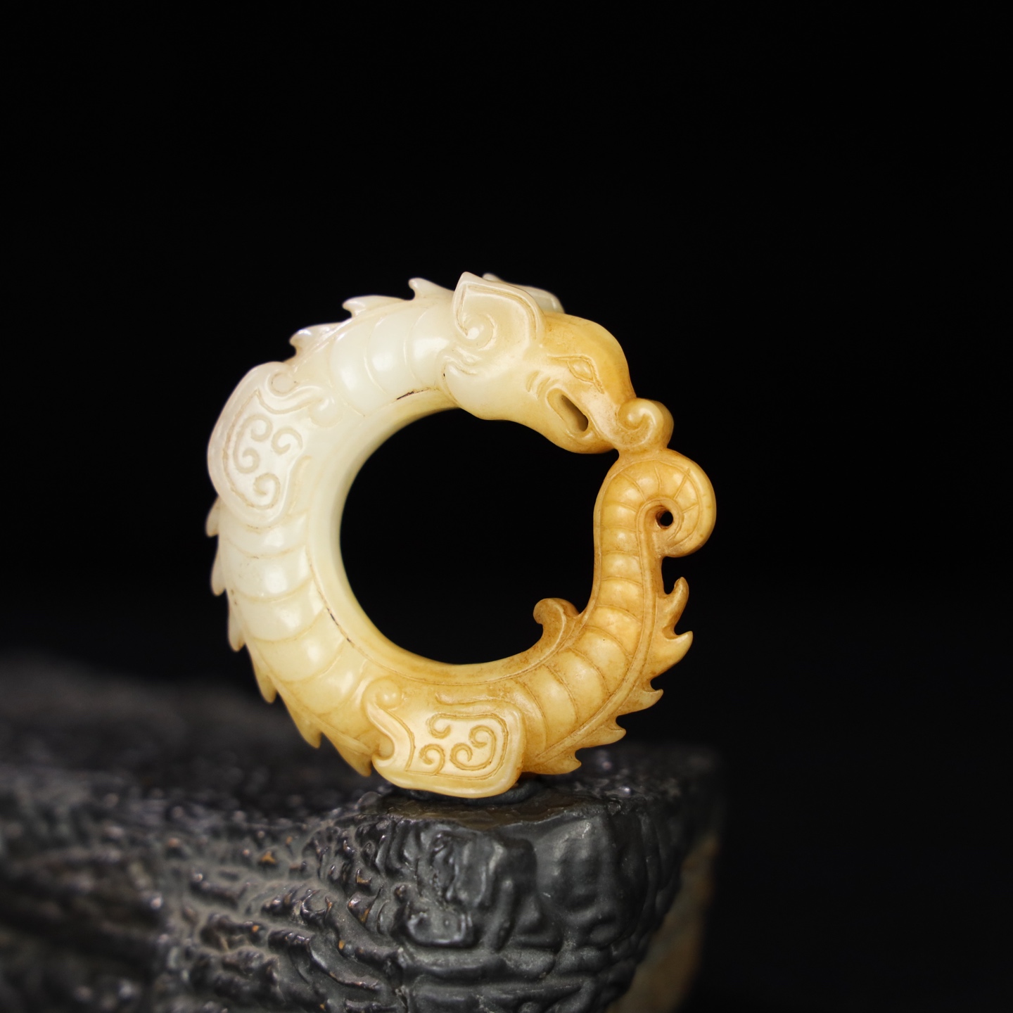 Chinese Natural Jade Carved Dragon Pendant