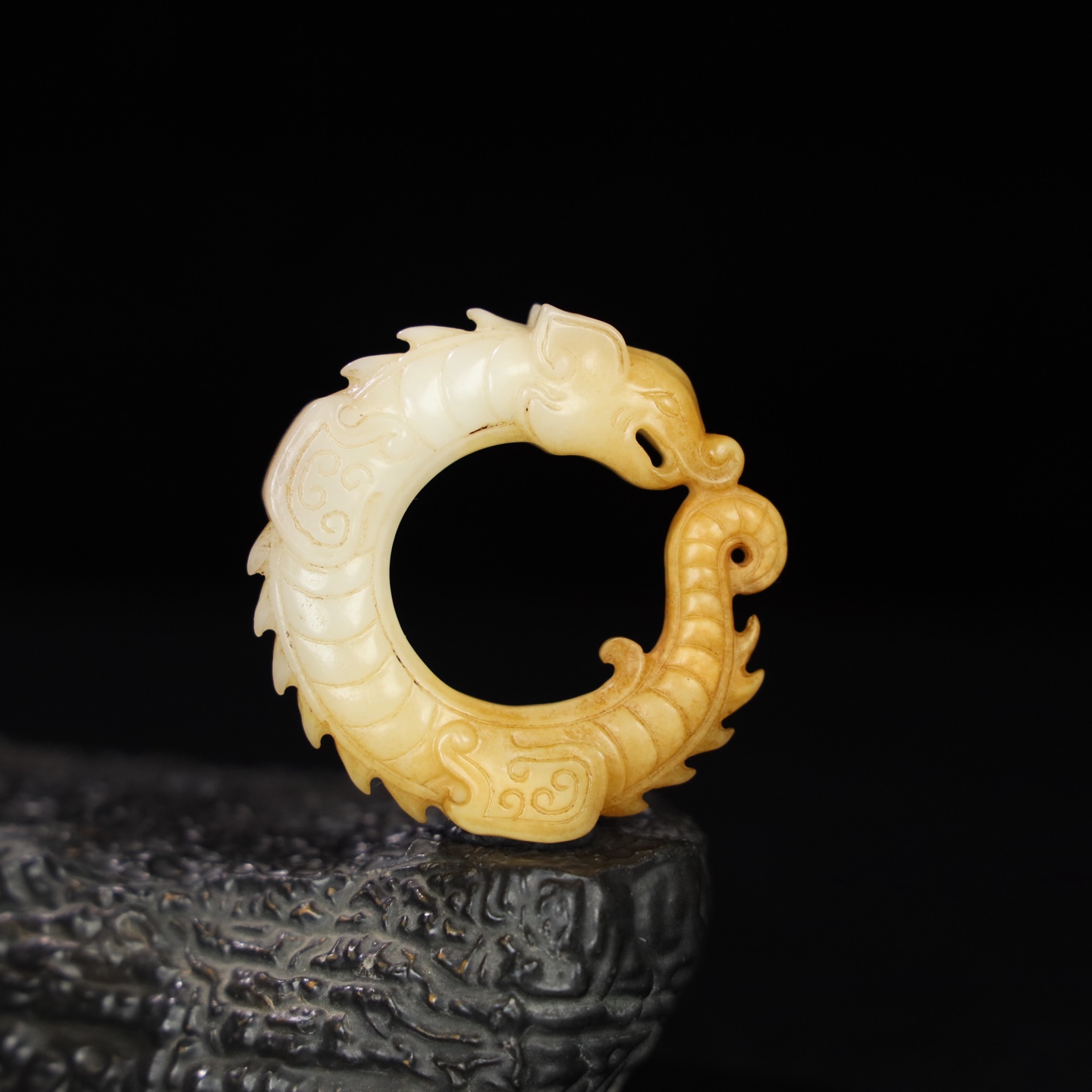 Chinese Natural Jade Carved Dragon Pendant