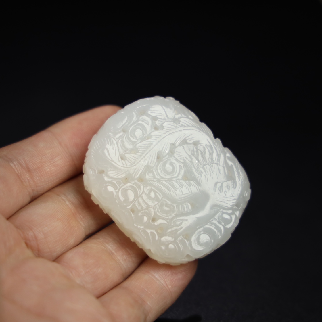 Chinese Natural Jade Carved Dragon Pendant
