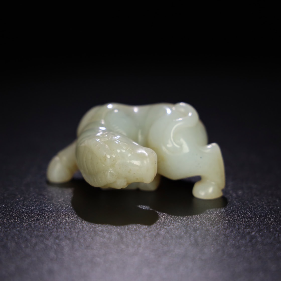 Chinese Natural Jade Carved Cow