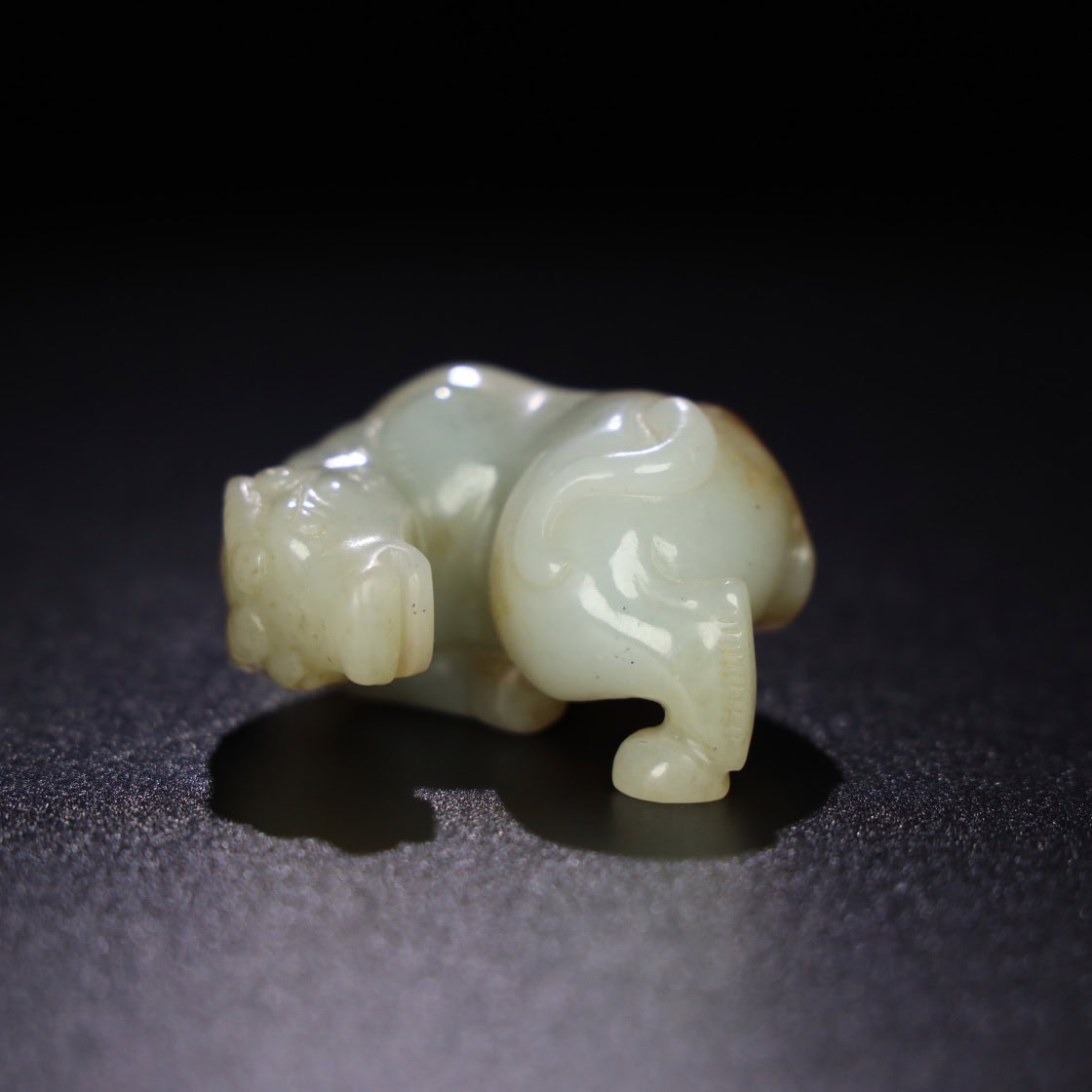 Chinese Natural Jade Carved Cow