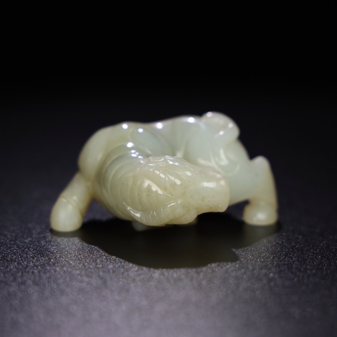 Chinese Natural Jade Carved Cow