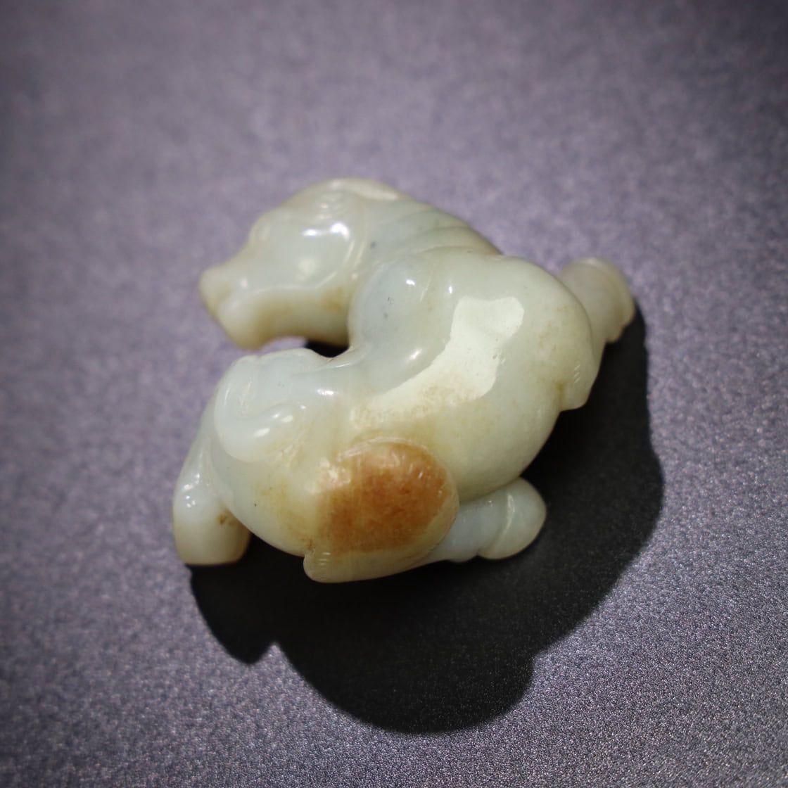 Chinese Natural Jade Carved Cow