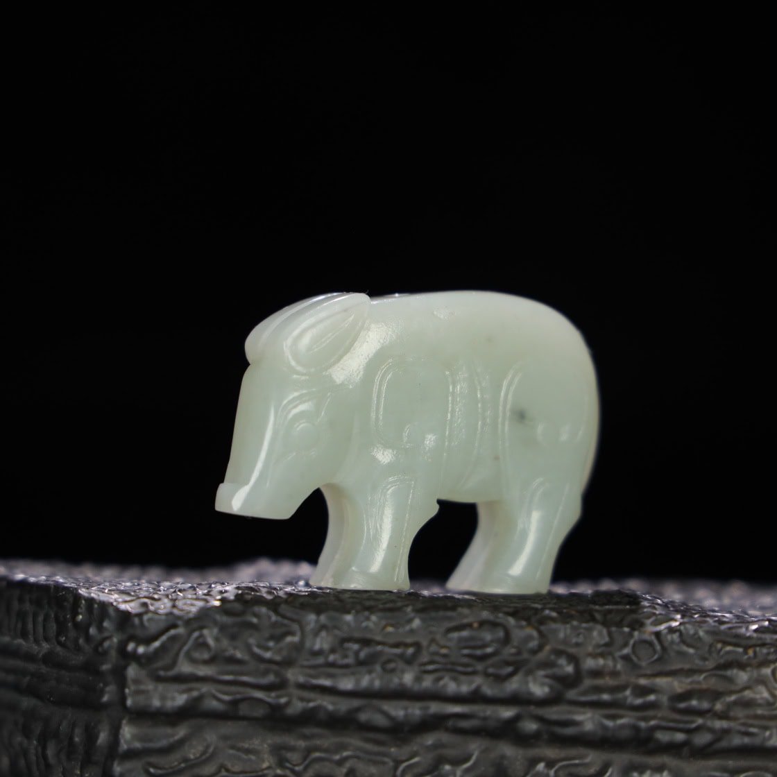 Chinese Natural Jade Carved Pig
